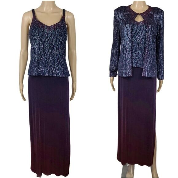 Alex Ombre Shimmering Evening Gown With Jacket - Picture 1 of 11